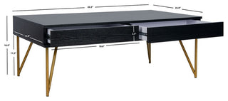 Safavieh Pine Two Drawer Coffee Table, Black/Gold