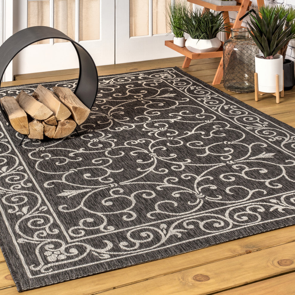 Charleston Vintage Filigree Textured Weave Indoor/Outdoor Area Rug
