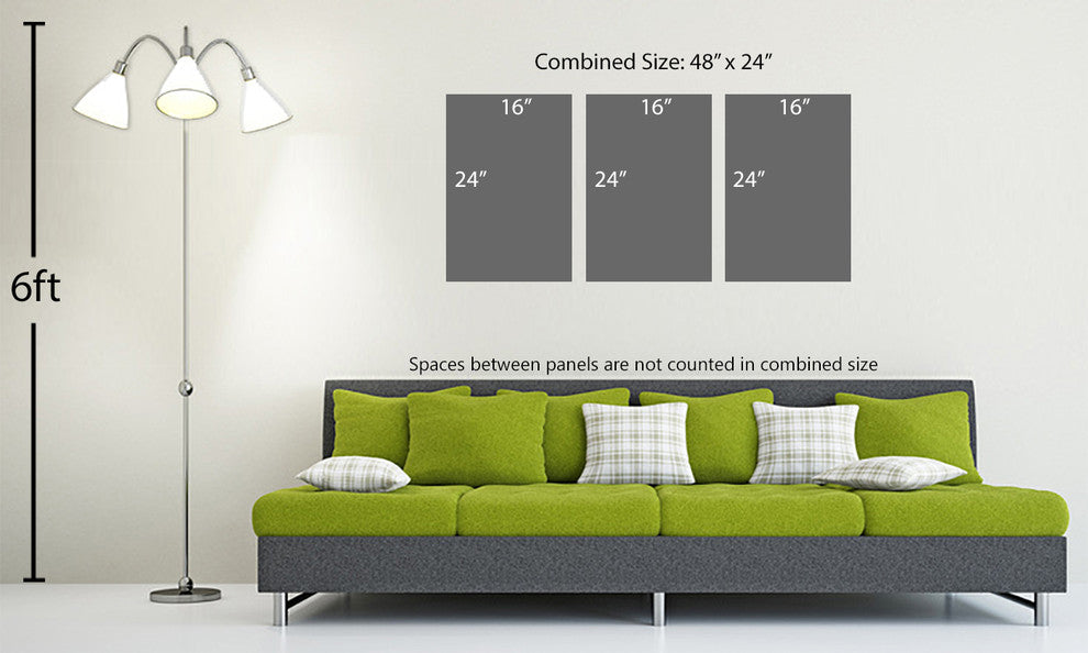 Abstract Green World Map Metal Print Wall Art, 3 Panel Split, Triptych, 48x24