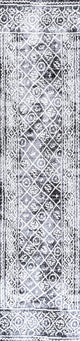 Iften Moroccan Geometric Distressed Ivory/Black 2 ft. x 10 ft. Runner Rug