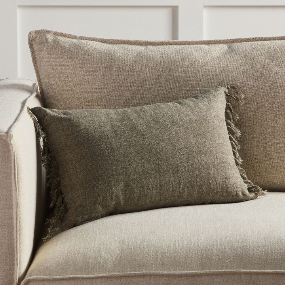 Jaipur Living Majere Solid Sage Poly Fill Pillow 13"X21" Lumbar