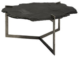 40" Black and Gold Stone and Iron Free Form Distressed Coffee Table