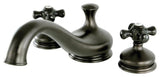 Heritage Onyx Roman Tub Filler w/ Black Porcelain Cross H& le, Oil Rubbed Bronze