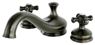 Heritage Onyx Roman Tub Filler w/ Black Porcelain Cross H& le, Oil Rubbed Bronze