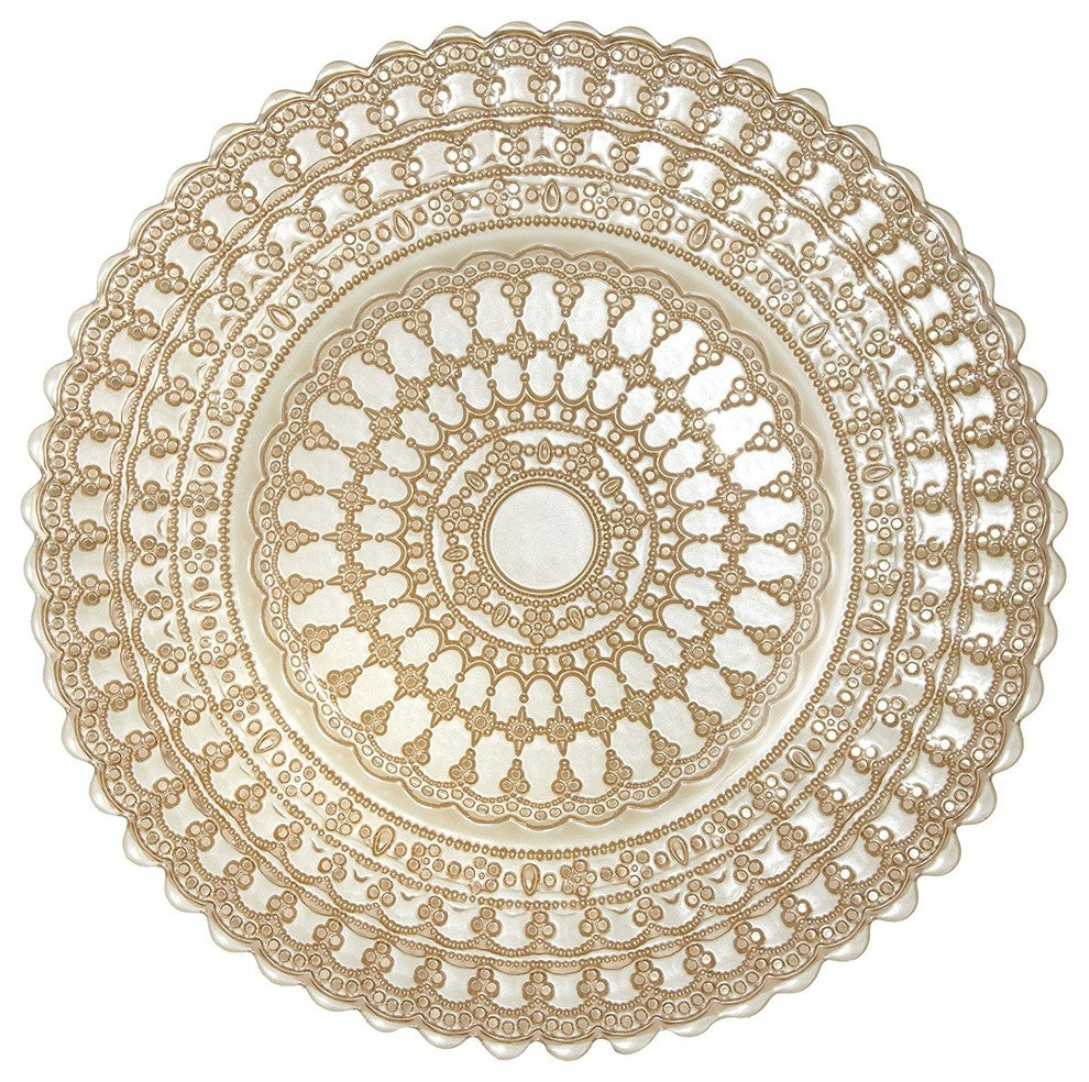 Elegance Lace Glass Dining Charger Plates, Set of 4
