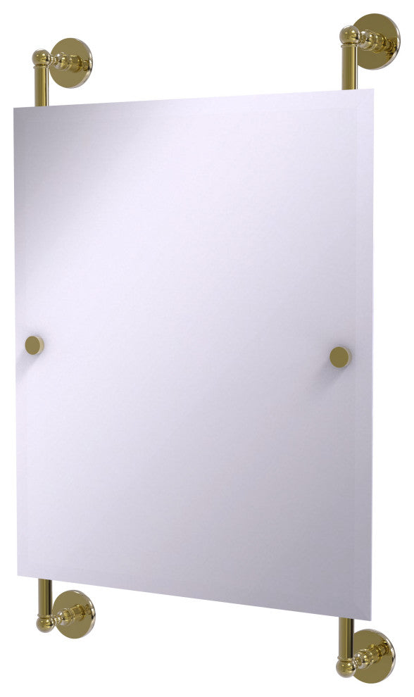 Prestige Skyline Rectangular Frameless Rail Mounted Mirror, Unlacquered Brass