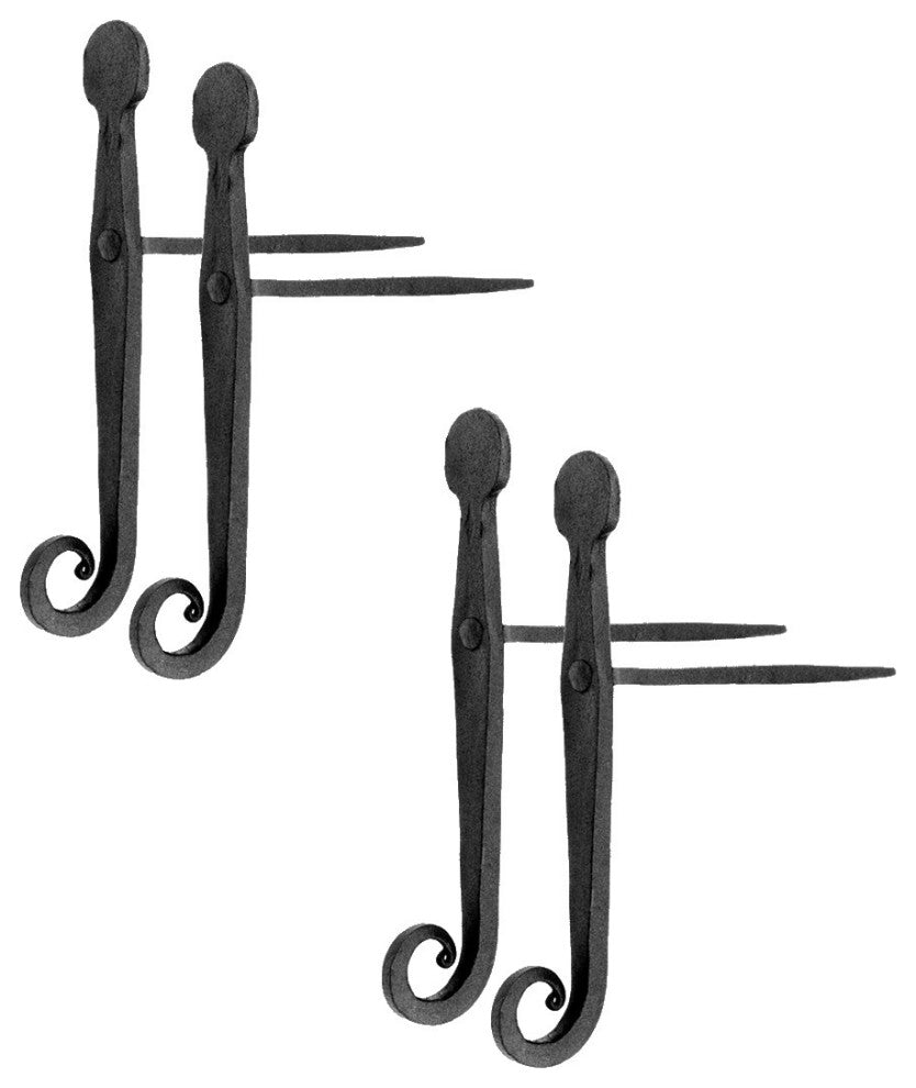 Black Shutter Dog Holders 7" L Wrought Iron Rat Tail Shaped Pack of 2