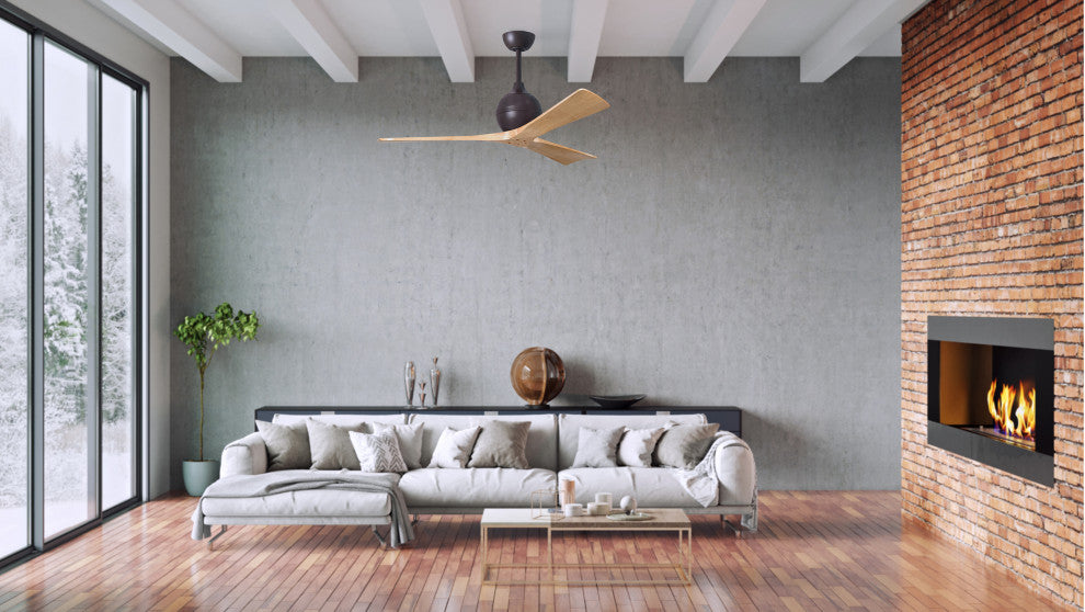 Irene-3 Paddle Fan, Textured Bronze, 60", Light Maple Blades