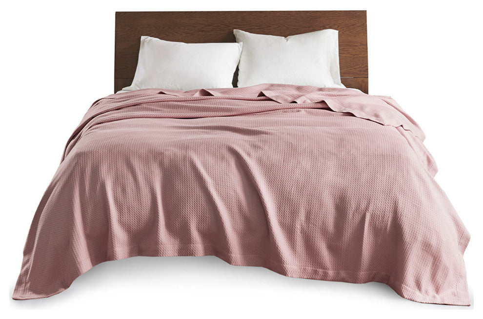 Madison Park Egyptian Cotton All-Season Woven Bedding Blanket, Rose