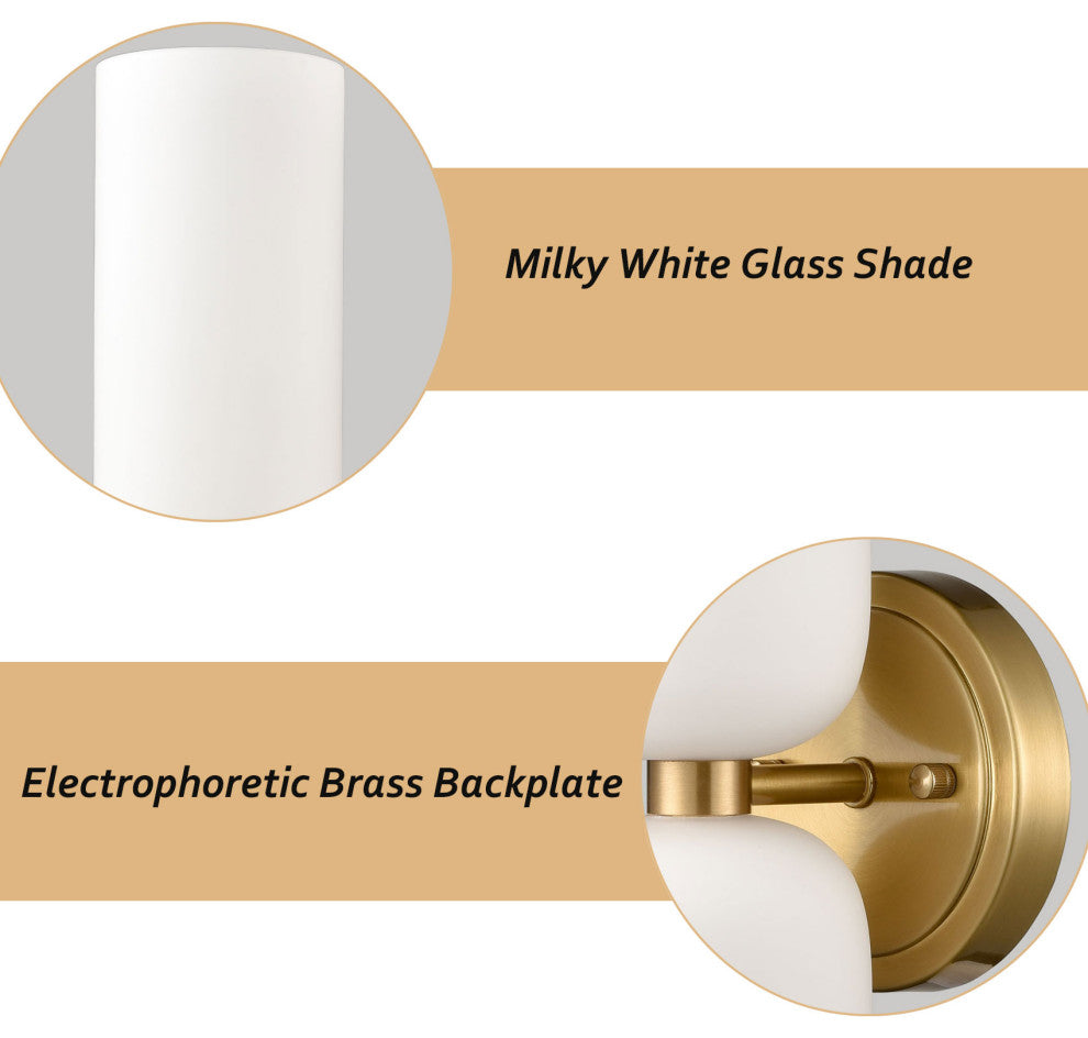 Modern Gold 2-Light Wall Sconce Vanity Light, Set of 2