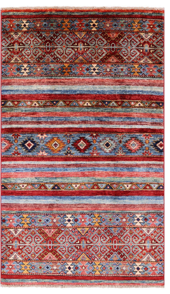 Khorjin Super Kazak Handmade Wool Rug 3' 1" X 5' 2" - Q12692