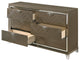 Benzara BM225966 6 Drawer Wooden Dresser With Mirror Accent, Taupe Brown