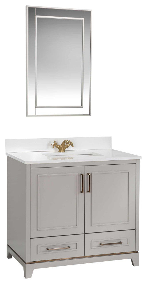 Albia Collection 36" Bathroom Vanity With Sink, Mirror, Countertop, Gray