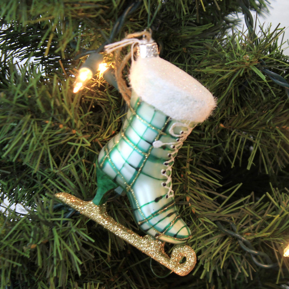Holiday Plaid Ice Skate Tree Ornament Skating Olympics Blade