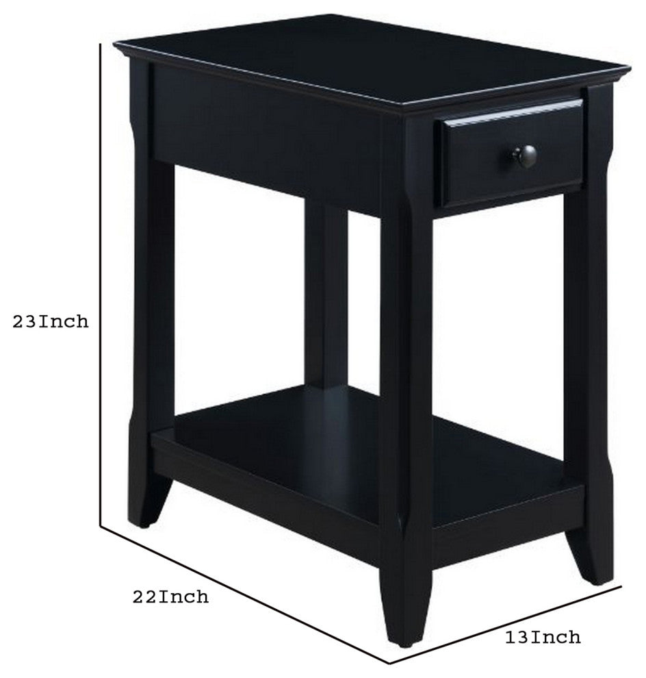 Benzara BM251127 Accent Table With 1 Drawer and Bottom Shelf, Black