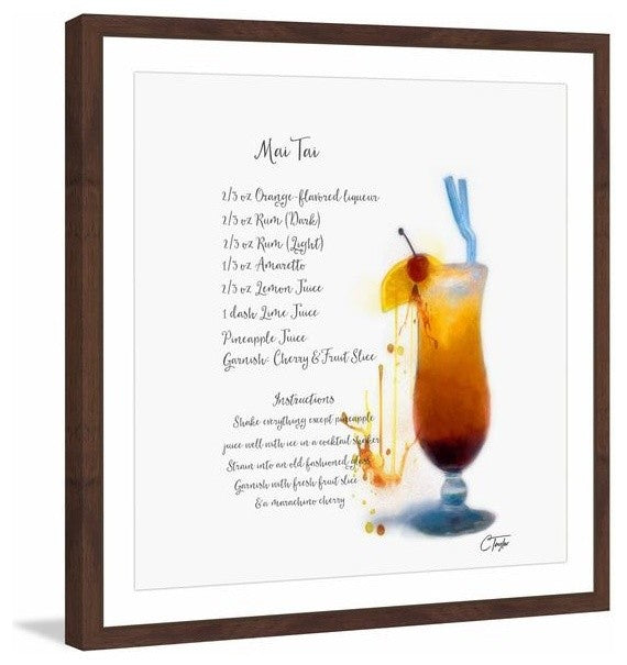 "Mai Tai Recipe" Framed Painting Print, 24"x24"