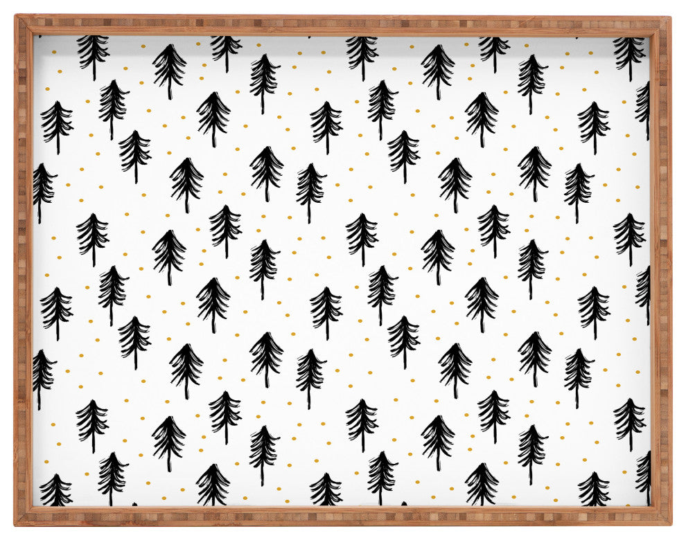 Little Arrow Design Co Winter Pines Rectangular Tray, 18x14"