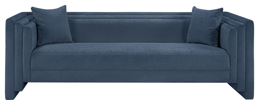 Everett Upholstered Sofa, Light Blue, Chenille Fabric