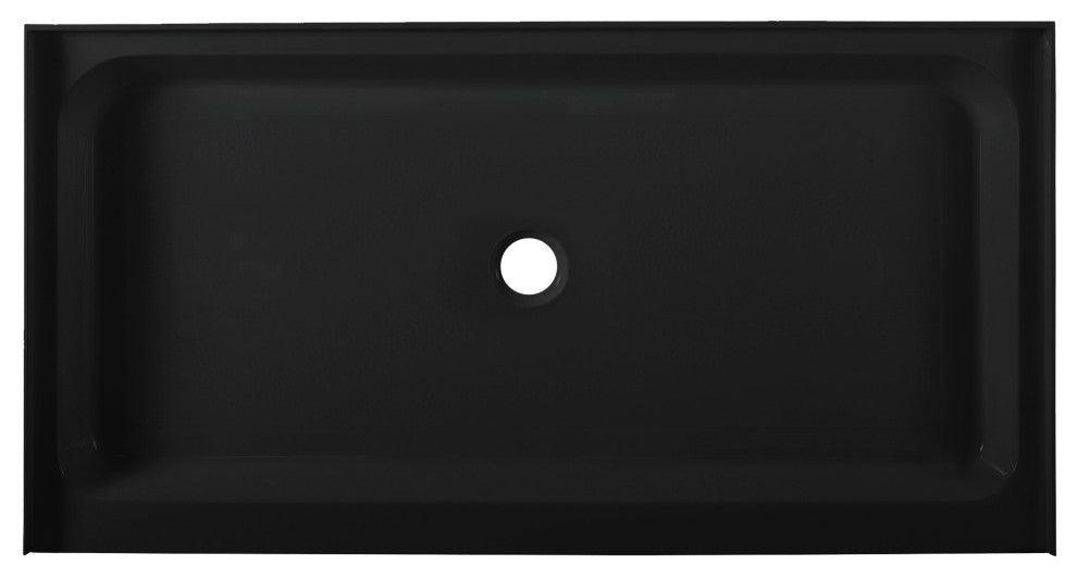 Voltaire 60"x32" Acrylic Black, Single-Threshold, Center Drain, Shower Base