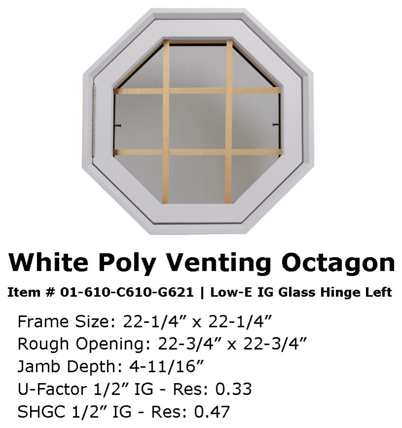 Rambler Breeze 4 Season Poly Window, Grille, Hinged Left, White, Low-E Insulated