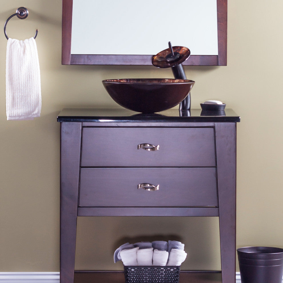 Distorto Glass Vessel Sink Set, Oil Rubbed Bronze