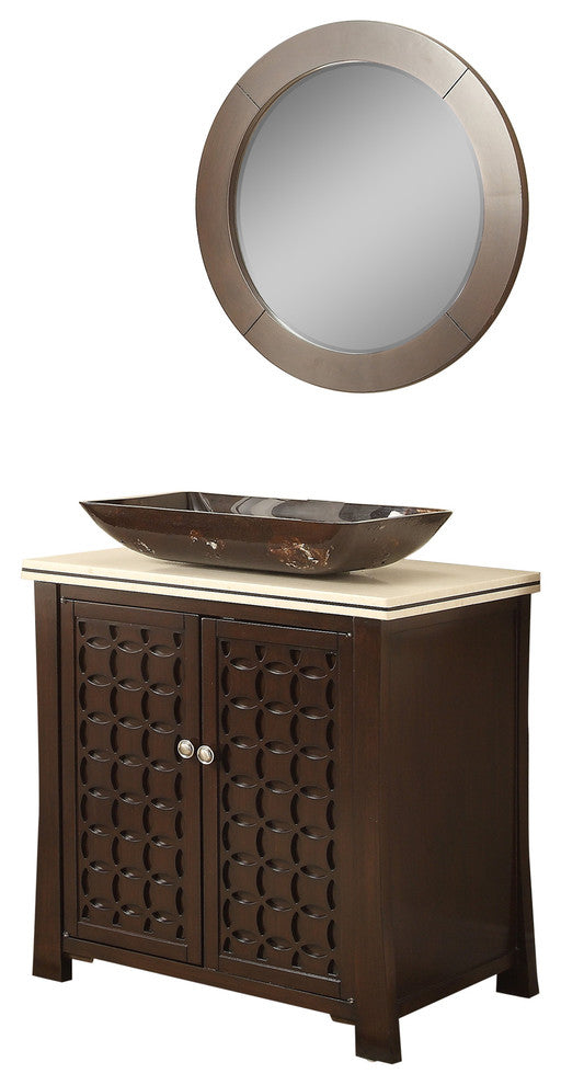 30" Vessel Sink Giovanni Bathroom Vanity and Mirror