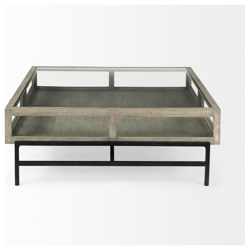 Rustic Gray Brown Shadowbox Coffee Table