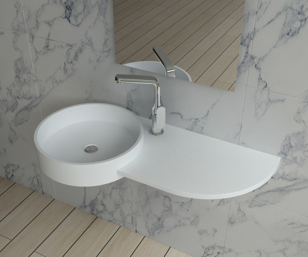 ADM Circular Wall Mounted Sink, White, 32", Matte White