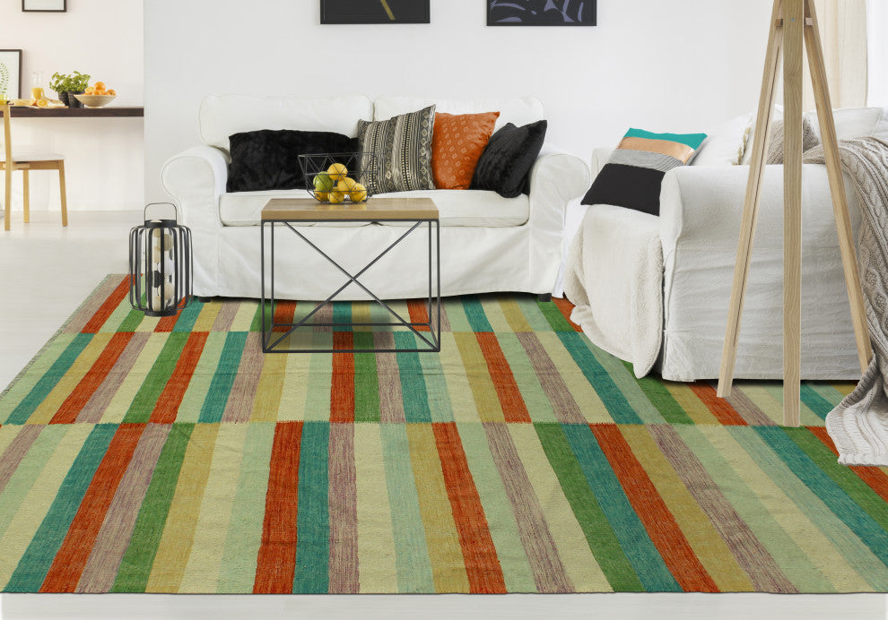 Hand-Woven Winchester Kilim Candis Ivory/Rust Rug, 8'2x11'6