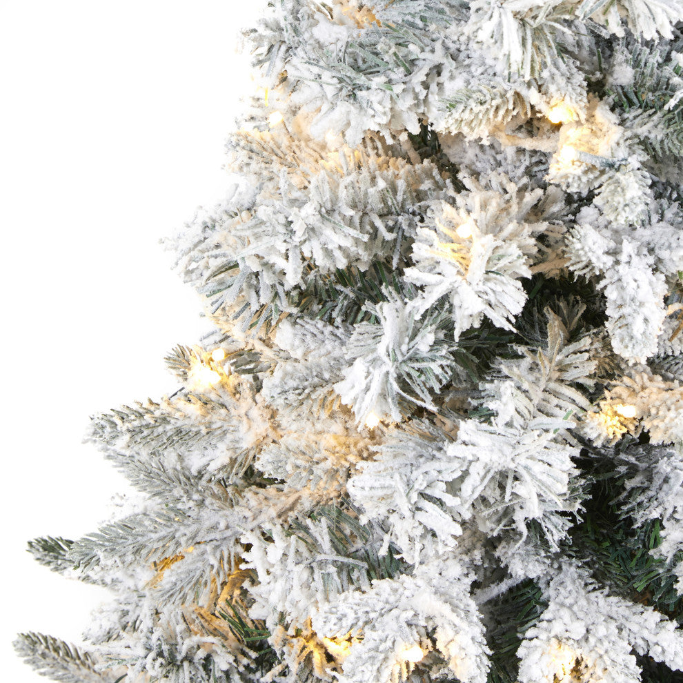 4' Flocked Vermont Mixed Pine Faux Christmas Tree With 100 Clear LED Lights