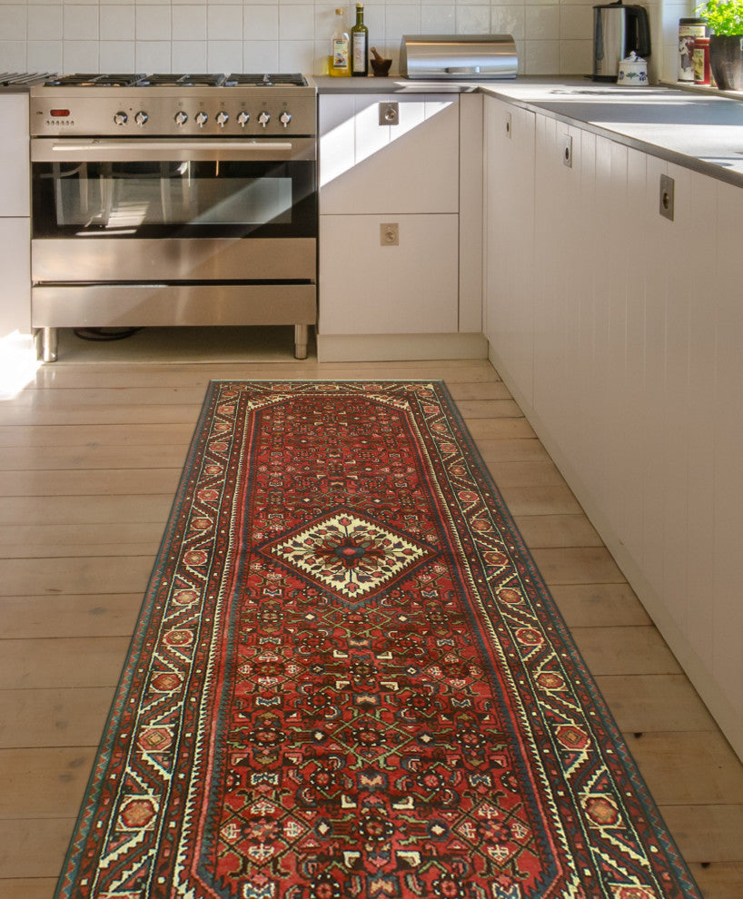 Fine Vintage Distressed Adrion Red/Ivory Runner, 3'9 x 10'4