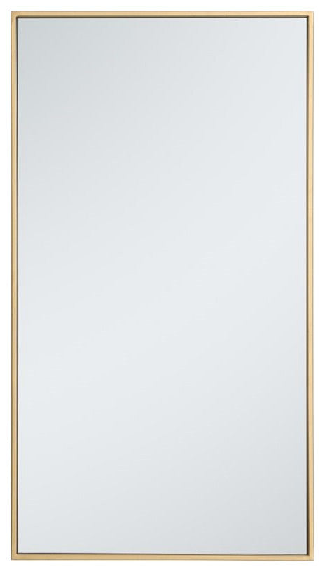 Home Living Metal Frame Rectangle Mirror 20", Brass