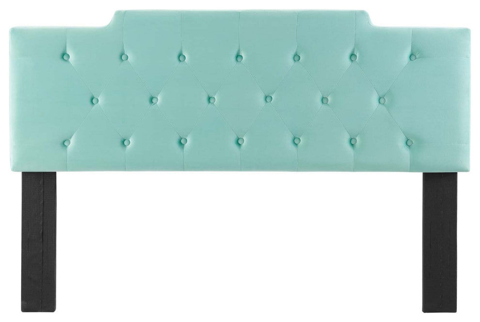 Tufted Headboard, Full Queen Size, Velvet, Blue, Modern Contemporary, Bedroom