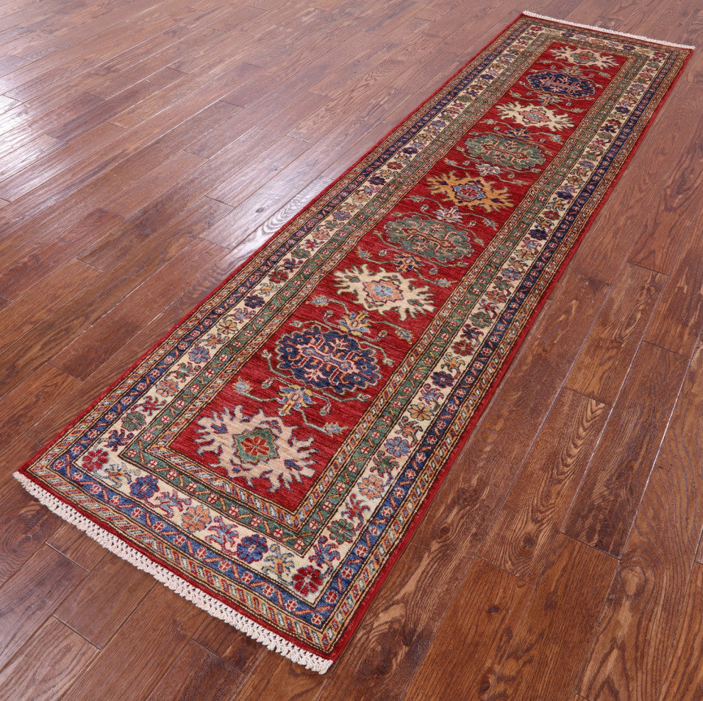 2' 8" X 9' 5" Super Kazak Hand Knotted Runner Rug - Q12970