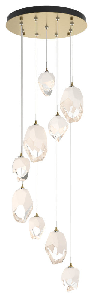 Chrysalis 9-Light Mixed Crystal Pendant Modern Brass Finish- Long, White Crystal