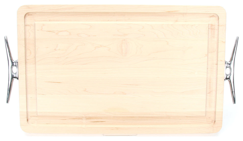 Rectangle Cutting Board, Boat Cleat Handles, Maple, 15"x24"x1.25"
