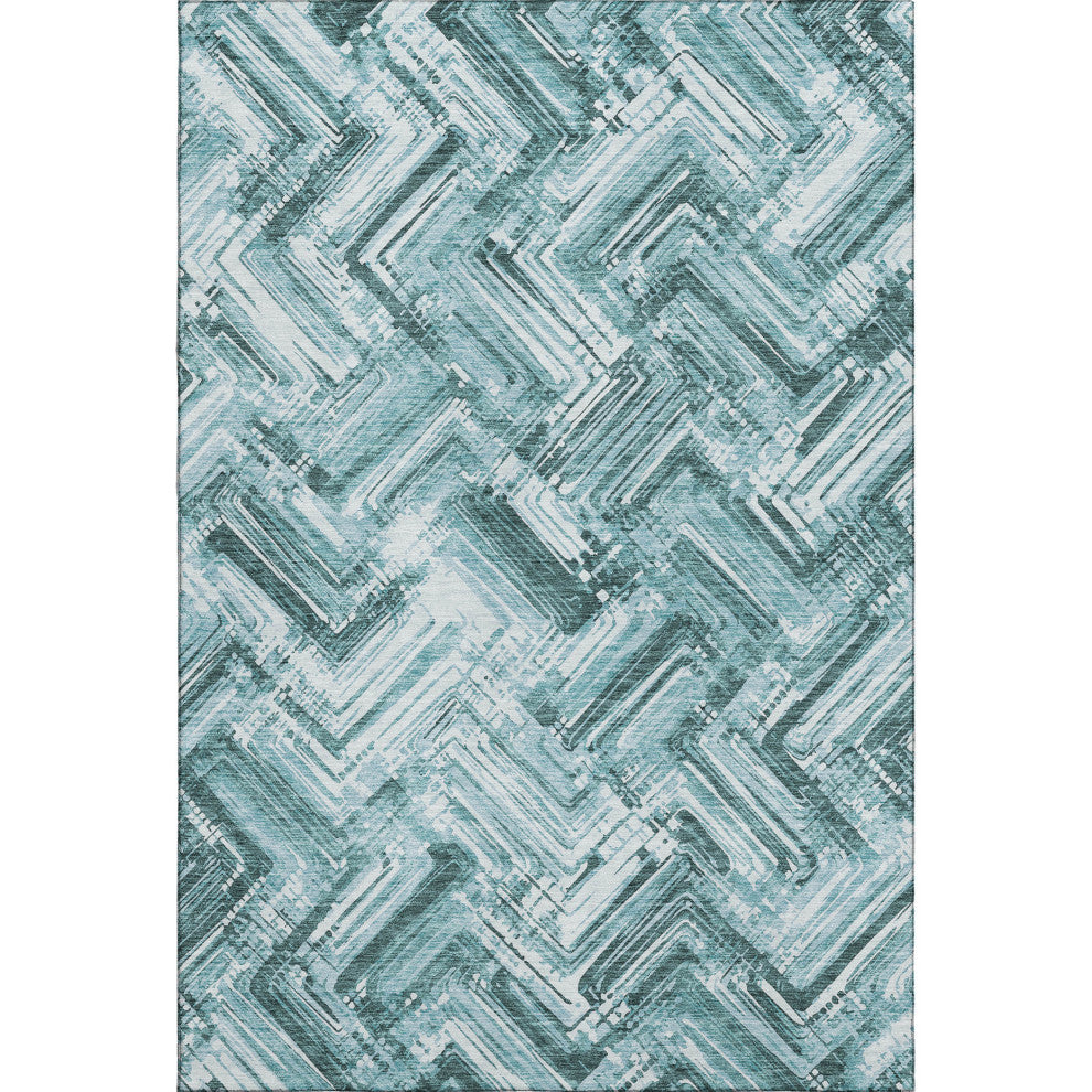 Premium Machine Washable Mayfield AMF630 Teal 3' x 5' Rug
