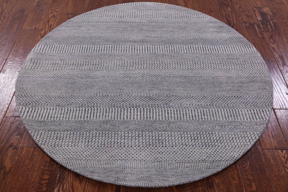 5' Round Savannah Grass Wool and Silk Hand Knotted Rug Q11477