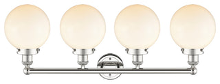 Large Beacon 4-Light 34" Vanity Light, Polished Nickel Finish, Matte White Shade