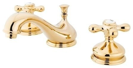 Kingston Brass Widespread Bathroom Faucet With Brass Pop-Up, Polished Brass
