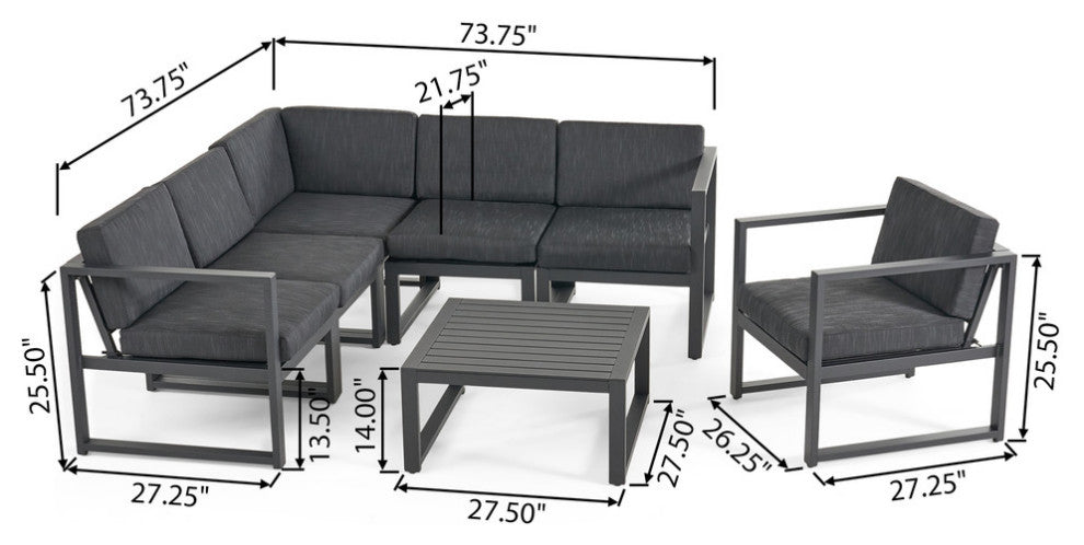 Quick Outdoor Aluminum 6-Seater Sofa Set