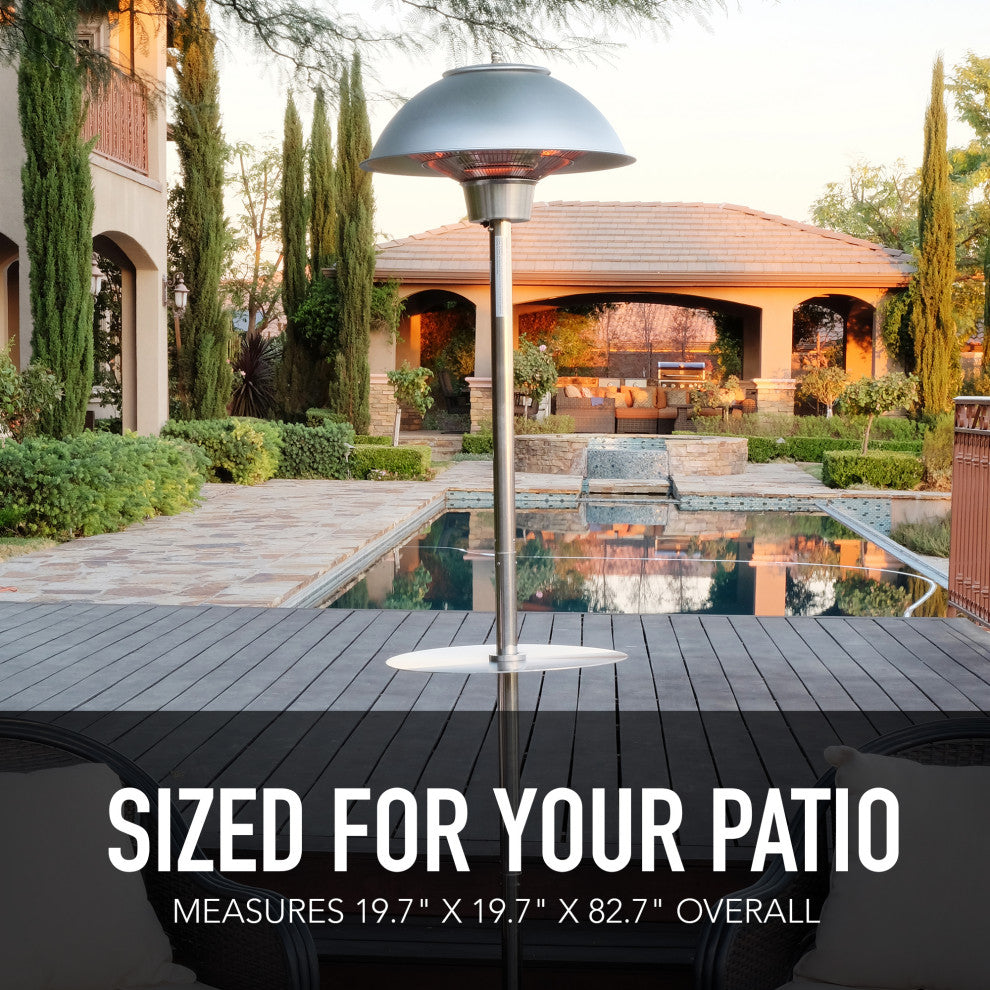 Permasteel 1500W Electric Infrared Stainless Steel Patio Heater with Table