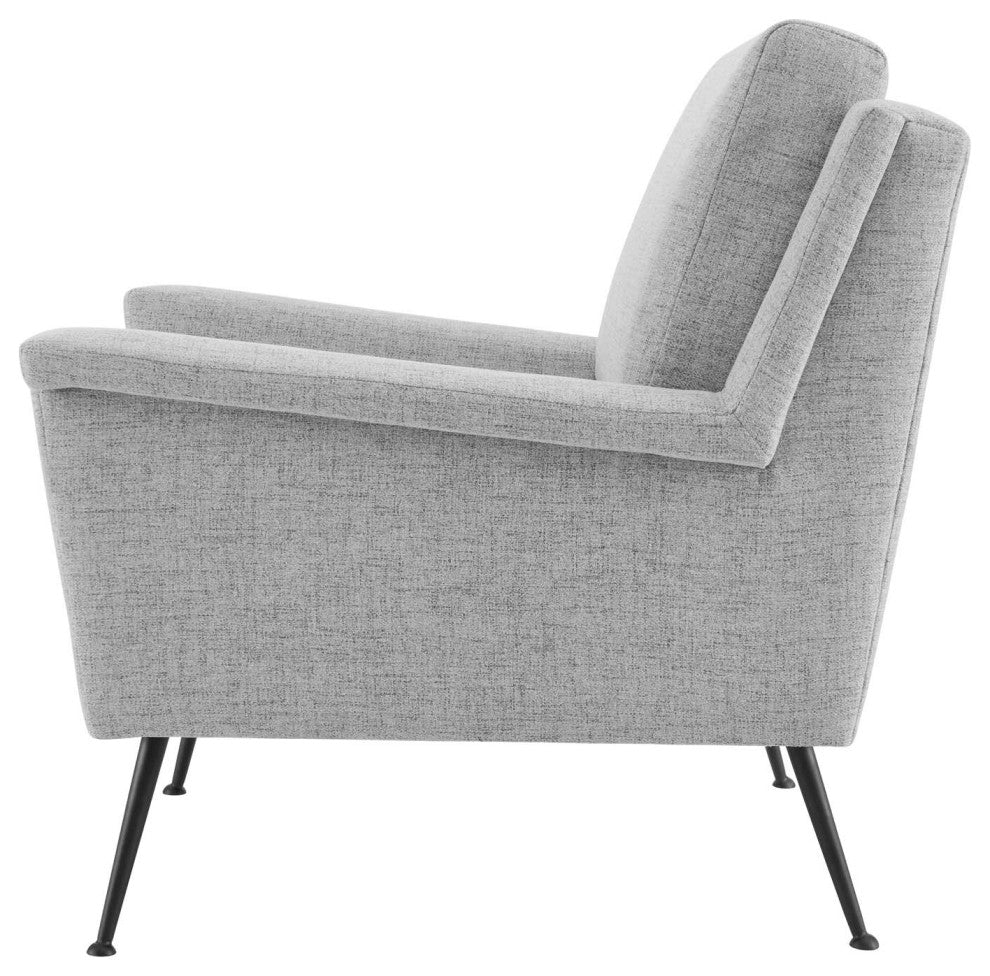 Armchair Accent Chair, Fabric, Black Gray, Modern, Lounge Hospitality