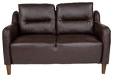 Newton Hill Upholstered Bustle Back Loveseat in Brown LeatherSoft