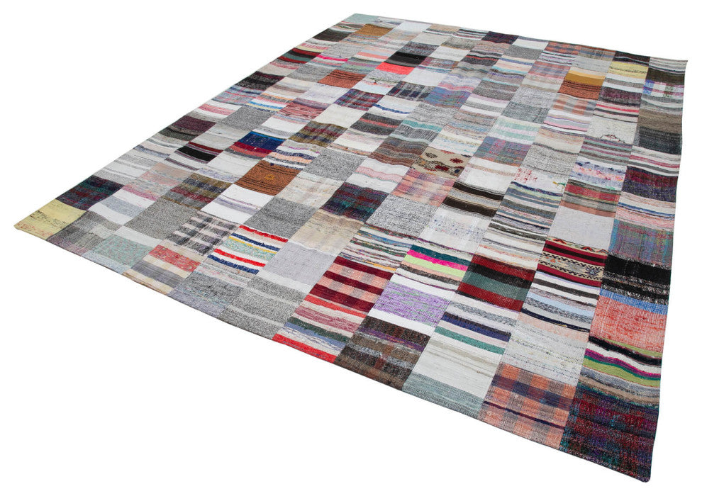 Rug N Carpet - Handmade Turkish 9' 1'' x 11' 5'' Tribal Patchwork Kilim Rug