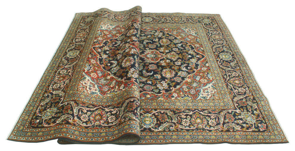 Fine Vintage Distressed Alecia Navy/Rust Rug, 7'3 x 10'4