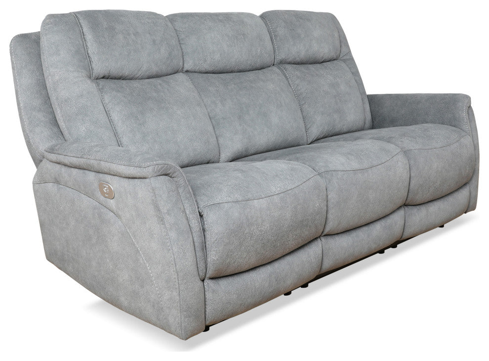 Linus Hudson Grey Power Reclining Sofa and Recliner