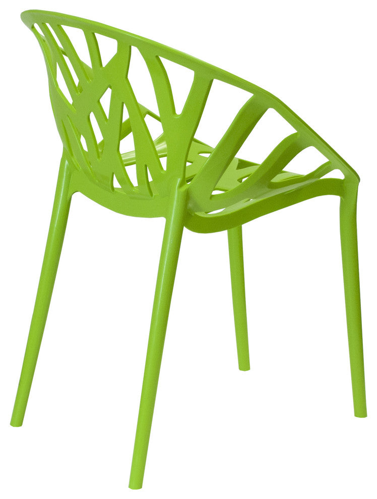 Mod Made Branch Modern Plastic Dining Side Chair, Set of 2, Green