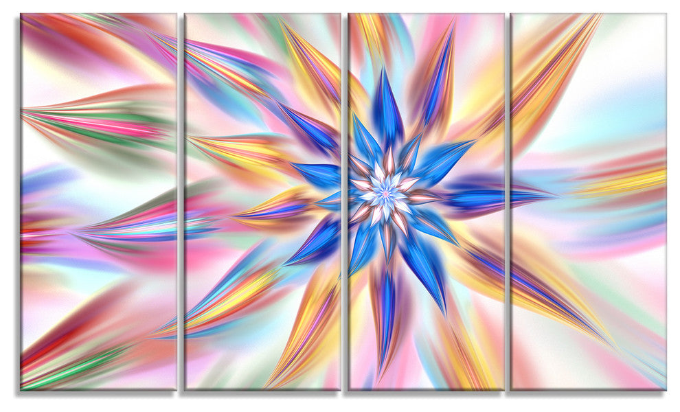Exotic Dance of Multi Color Petals, Floral Canvas Art Print, 48"x28", 4 Panels