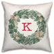 Christmas Wreath Monogram K 18x18 Spun Poly Pillow
